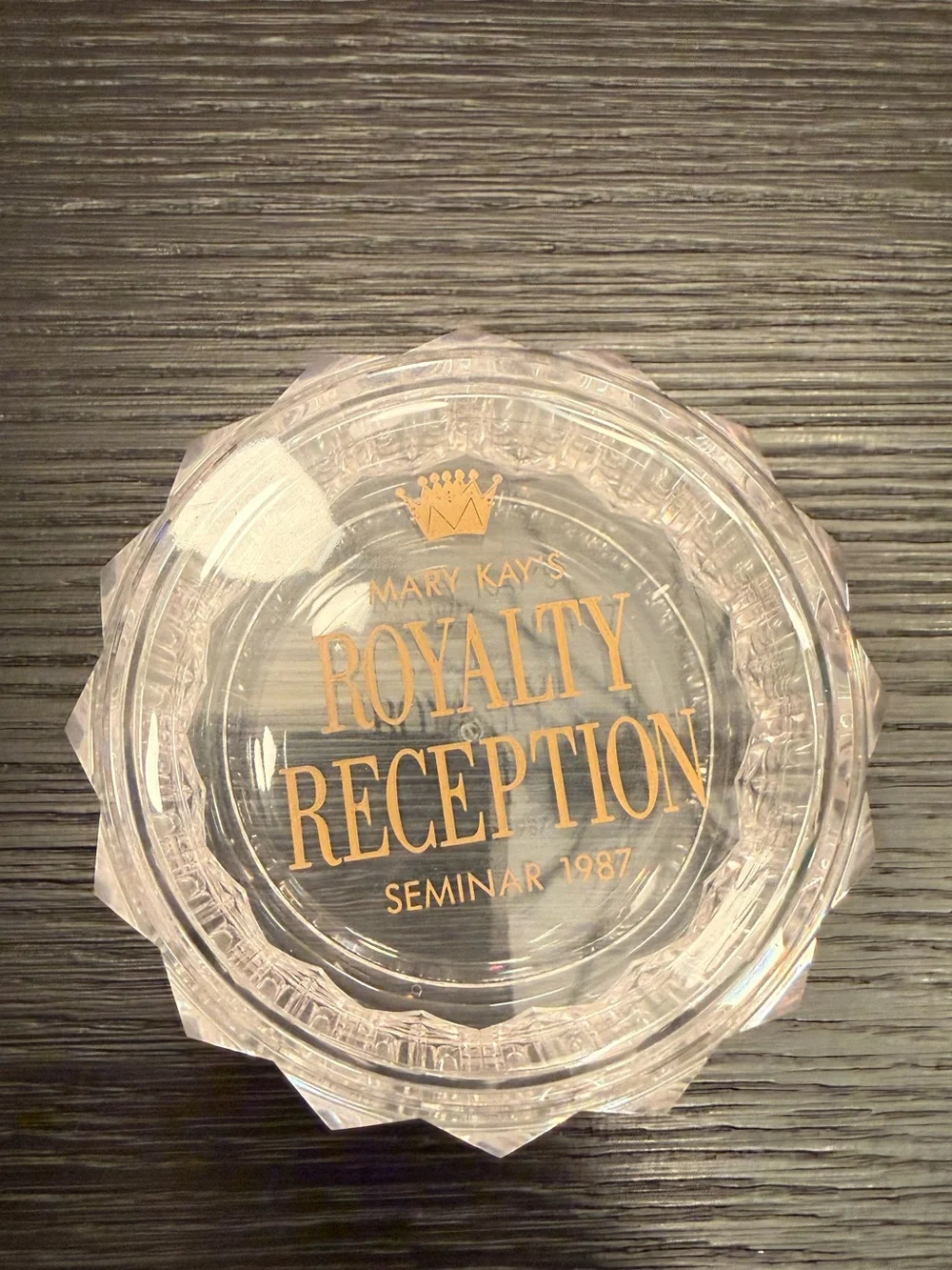 Vintage Mary Kay Royalty Reception Seminar 1987 Plastic Clear Box Trinket Box